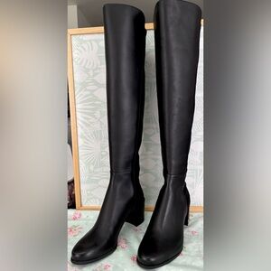 Stuart Weitzman Faux leather over the knee Heeled Boots in Black Size 12 NWOB